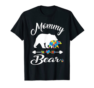 Mommy Bear Autism Awareness T Shirt Love Support Family