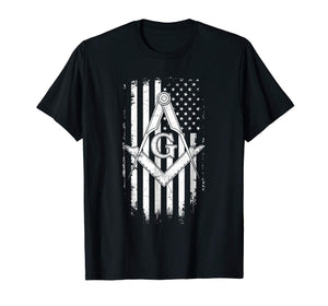 Masonic American Flag Square and Compass - Freemason T-Shirt