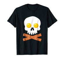 Load image into Gallery viewer, Breakfast Skull Shirt Egg and Bacon Skull Crossbones Tshirt

