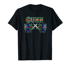 Clan Gunn Scottish T-Shirt Family Kilt Tartan Lion Gift