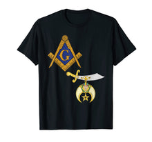 Load image into Gallery viewer, Mens Mason Shriner Split T Shirt Masonic Shrine Tee Blue Noble
