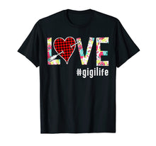 Load image into Gallery viewer, Love Gigi life #gigilife Buffalo Plaid Heart Floral T Shirt
