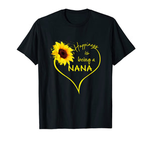 Happiness Is Being A Nana Grandma Sunflower Heart T Shirt