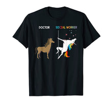 Load image into Gallery viewer, Doctor Social Worker Unicorn Dancing Pole Tshirt
