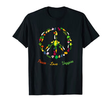 Load image into Gallery viewer, Peace Love Veggie Funny Vegetarian T-shirt Emblem Tee

