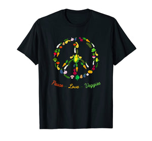 Peace Love Veggie Funny Vegetarian T-shirt Emblem Tee