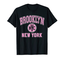 Load image into Gallery viewer, Brooklyn T Shirt - Varsity Style NYC Pink Print
