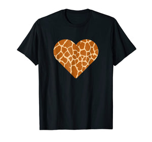Giraffe Print Heart T-shirt Cute Giraffe Lover Love Tee Gift
