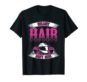 Biker Chick Shirt Motorcycle Helmet Hair Dont Care Pink