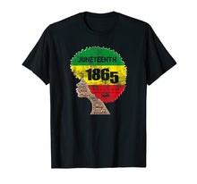 Load image into Gallery viewer, Juneteenth African American Flag Melanin Afro Artwork Women T-Shirt
