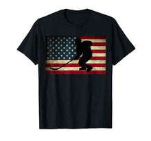 Load image into Gallery viewer, Ice Hockey T-Shirt USA Flag Ice Hockey Player Tee
