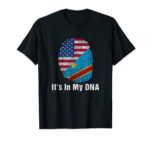 DR of Congo Flag T shirt & USA Flag DNA Fingerprint T Shirt