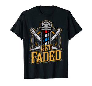 Faded Barber Straight Razor T-Shirt - Barbershop Gift Idea