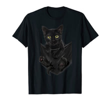 Load image into Gallery viewer, Black Cat Stern in Pocket T-Shirt Cats Tee Shirt Gifts
