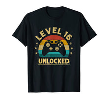 Load image into Gallery viewer, Level 16 Unlocked TShirt  Video Gamer 16th Birthday Gift

