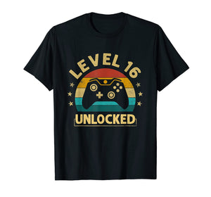 Level 16 Unlocked TShirt  Video Gamer 16th Birthday Gift