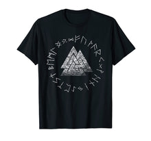 Load image into Gallery viewer, Vikings Valknut and Runes Norse Mythology Distressed t-shirt

