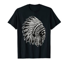 Load image into Gallery viewer, NATIVE AMERICAN BIG CHIEF SKULL HEAD DRESS UNISEX TEE SHIRT
