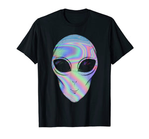 Alien Head Holographic Glow Effect T Shirt