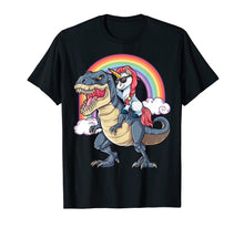 Load image into Gallery viewer, Unicorn Riding Dinosaur T rex Shirt Boys Girls Kids Rainbow
