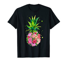 Load image into Gallery viewer, Pineapple Flowers Tshirt Women Aloha Hawaii Vintage Hawaiian
