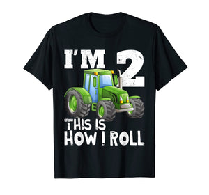 Kids Farm Tractor 2nd Birthday Party Shirt Two Years Old