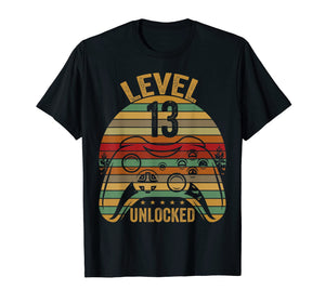 Level 13 Unlocked Birthday 13 Year Old Boy Kids Gift Shirt