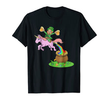 Load image into Gallery viewer, Leprechaun Riding A Unicorn - Funny St Patricks Day Shirts
