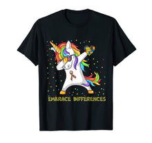 Load image into Gallery viewer, Embrace Differences Dabbing Unicorn Shirt Autism Awareness
