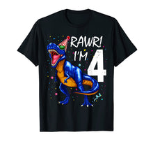 Load image into Gallery viewer, Rawr I&#39;m 4 4th Birthday Dinosaur Shirts Boys Dinosaur Gift
