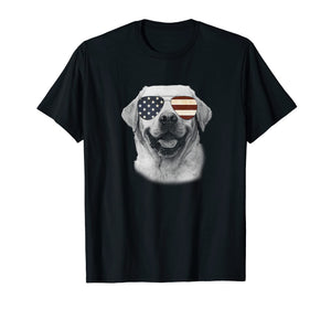 Labrador Dog T shirt with USA flag sunglasses Funny Gift