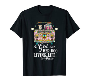 A Girl And Her Dog Living Life In Peace T-Shirt Peace Day
