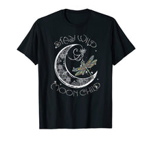 Load image into Gallery viewer, Stay wild moon child t-shirt moon, dragonfly
