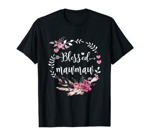 Blessed Mawmaw Shirt Thanksgiving Floral Funny Gift T-Shirt