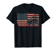 Load image into Gallery viewer, Farm Tractors America Flag T-Shirt I Patriotic Farming Gift
