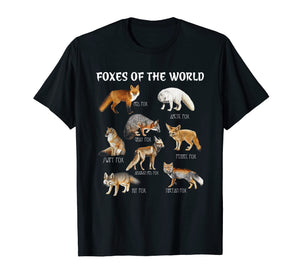 Foxes Of The World Funny Fox Animals Educational T Shirt