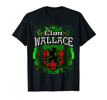 Load image into Gallery viewer, Scottish Surname Clan Wallace Tartan Lion Crest T-shirt
