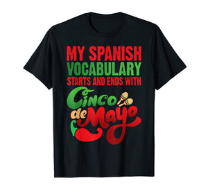 Funny Cinco de Mayo Spanish Vocabulary Shirt 5th May