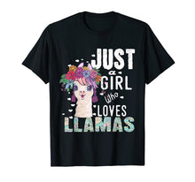 Load image into Gallery viewer, Just A Girl Who Loves Llamas T Shirt Heart Love Girl Gift
