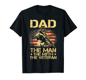 DAD The Veteran The Myth The Legend Vintage USA Flag T shirt