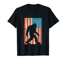Load image into Gallery viewer, Bigfoot Sasquatch I Believe Tshirt with USA Distressed Flag
