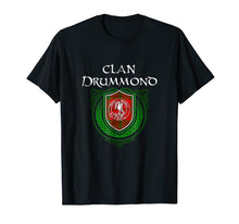 Load image into Gallery viewer, Drummond Surname Scottish Clan Tartan Crest Badge T-shirt
