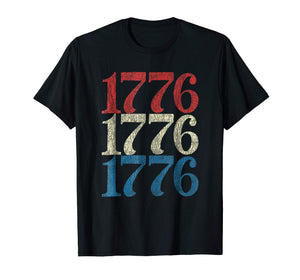 1776 Shirt Patriot USA Flag Revolutionary War Tshirt Retro