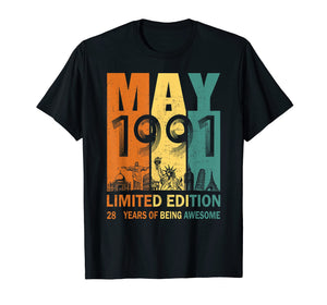 May 1991 T Shirt 28 Year Old Shirt 1991 Birthday Gift