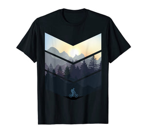 Chevron Herringbone Style Mountain Bike Nature Lover Tee