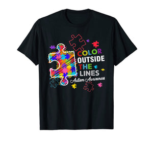 Autism Awareness T shirt Colour Outside The Line