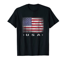 Load image into Gallery viewer, USA Flag T-shirt 4th July Fourth Red White Blue Star Stripes
