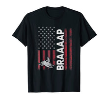 Load image into Gallery viewer, Distressed BRAAAAP American Flag Snowmobiling Tee
