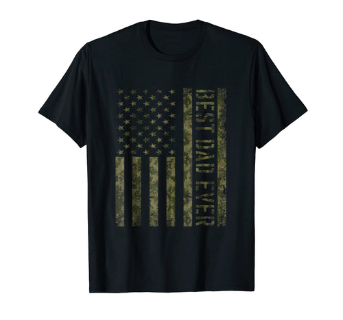 Mens Best Dad Ever American Flag Camo Tshirt For Fathers Day