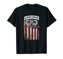 Load image into Gallery viewer, Airborne Paratrooper T-shirt Black Jump Wings Airborne Tab
